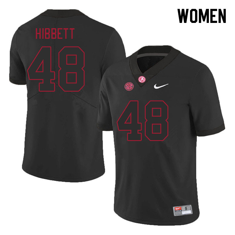 Women #48 Kneeland Hibbett Alabama Crimson Tide College Footabll Jerseys Stitched-Black